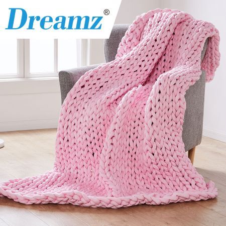 Knitted Weighted Blanket Chunky Pink Queen 9KG