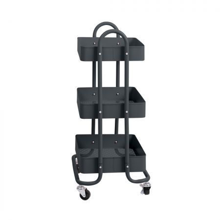 3 Tiers Kitchen Trolley Cart Steel Storage Rack Shelf Organiser Wheels Grey