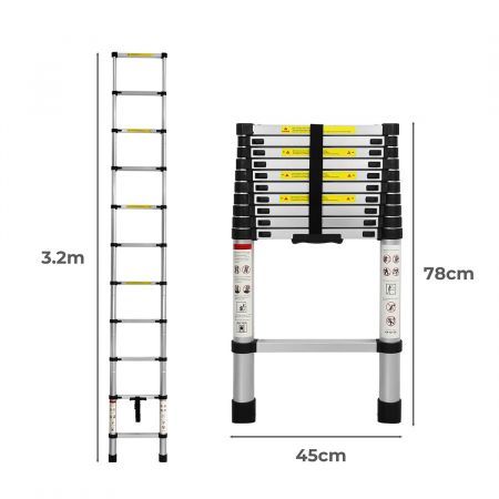 3.2M Telescopic Aluminium Multipurpose Ladder Extension Alloy Extendable Step