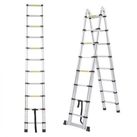 2.5M+2.5M Telescopic Aluminium Multipurpose Ladder Extension Alloy Extendable Step