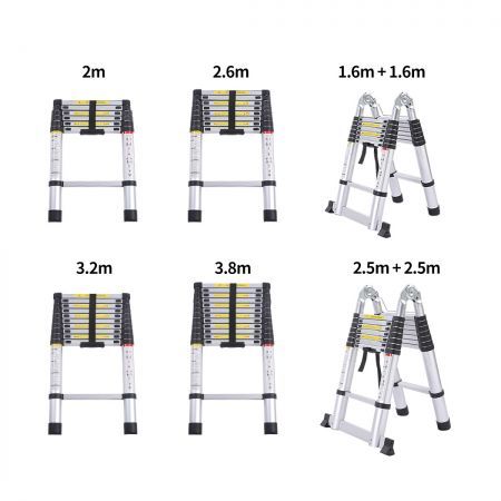 2.5M+2.5M Telescopic Aluminium Multipurpose Ladder Extension Alloy Extendable Step