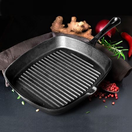 Steak Frying Pan Food Meals Gas Induction Cooker Kitchen Cooking Pot Cast Iron