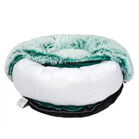 Pet Bed Cat Dog Donut Nest Calming Mat Soft Plush Kennel Teal XL