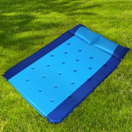 Self Inflating Mattress Double Sleeping Mat Air Bed Pad Camping Hiking Pillow