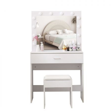 Dressing Table with LED Light in White Colour