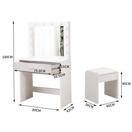 Dressing Table with LED Light in White Colour