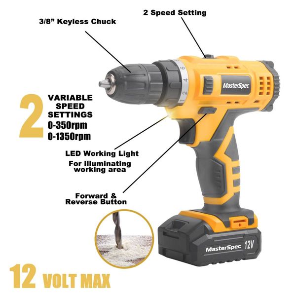 47Pcs 12V Cordless Drill Driver Set Household Hand Tool Kit w/ 2 Batteries