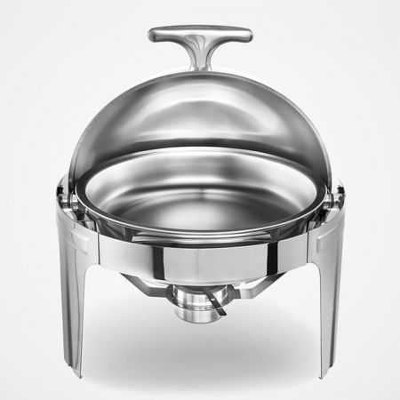 6L Stainless Steel Chafing Food Warmer Catering Dish Round Roll Top