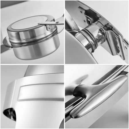 6L Round Chafing Stainless Steel Food Warmer with Glass Roll Top