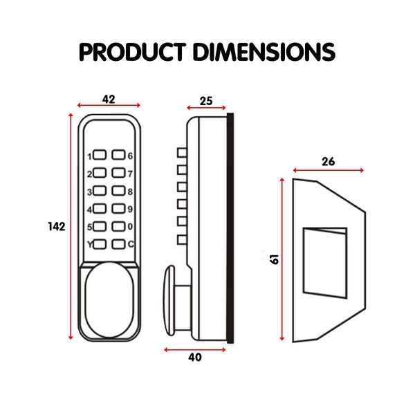 Push Button Digital Combination Security Door Lock Zinc Alloy