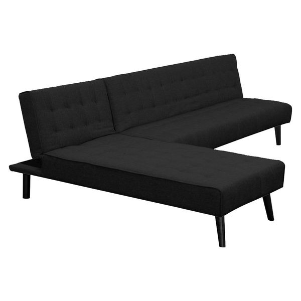 Sarantino 3-Seater Corner Sofa Bed Lounge Chaise Couch - Black