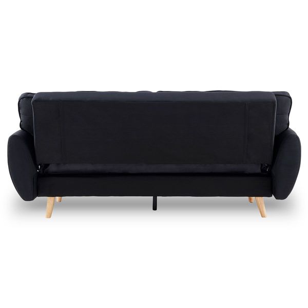 Sarantino 3 Seater Modular Linen Fabric Sofa Bed Couch Futon - Black