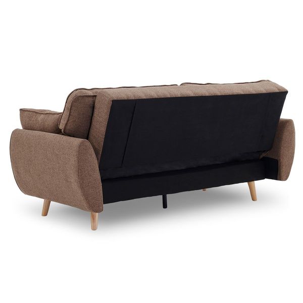 Sarantino 3 Seater Modular Linen Fabric Sofa Bed Couch Futon - Brown