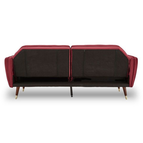 Sarantino Faux Velvet Sofa Bed Couch Furniture  Suite Seat Burgundy