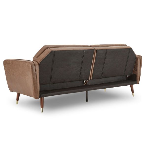 Sarantino Faux Leather Sofa Bed Couch Furniture Lounge Seat Brown