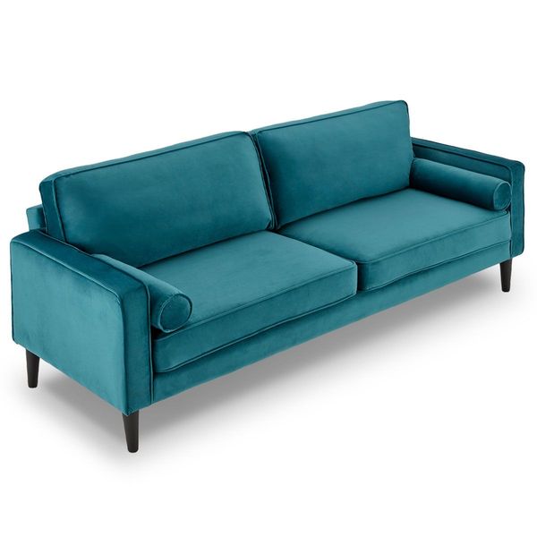 Sarantino Faux Velvet Sofa Bed Couch Furniture Lounge Suite Seat Blue