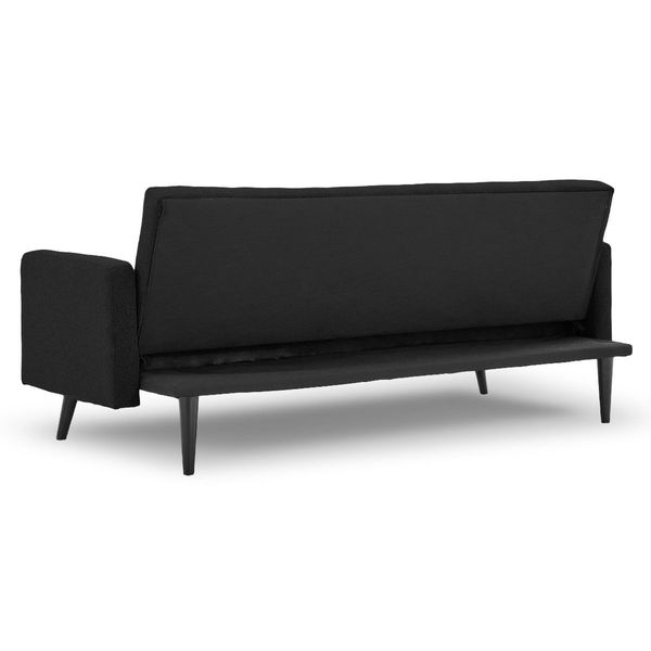 Sarantino 3 Seater Modular Linen Fabric Bed Sofa  Couch Armrest Black