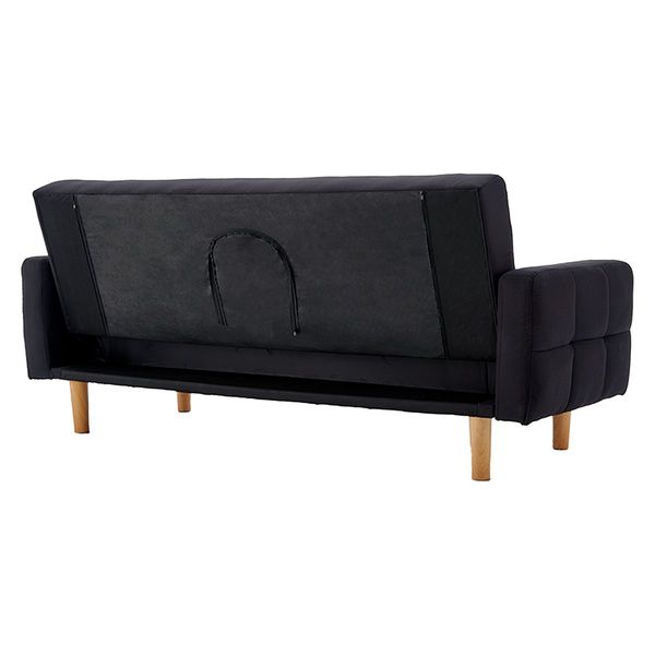 Sarantino 3 Seater Linen Fabric Sofa Bed Couch Armrest Futon Black