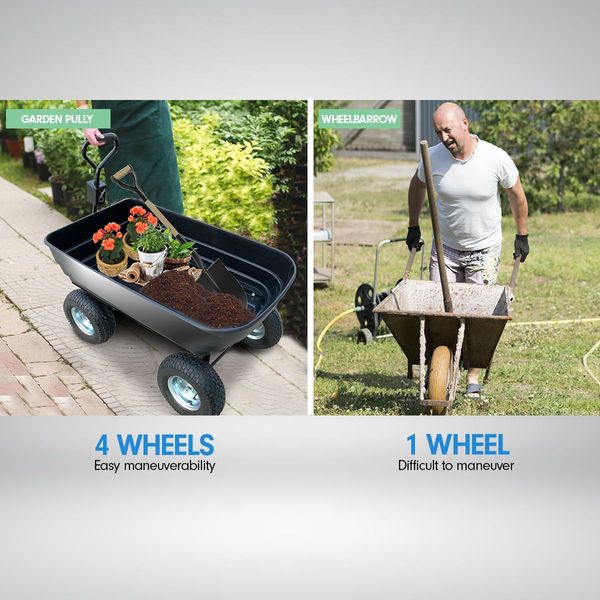 Garden Dump Cart Dumper Wagon Carrier Wheel Barrow  125L