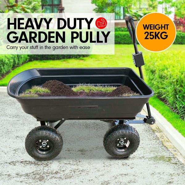 Garden Dump Cart Dumper Wagon Carrier Wheel Barrow  125L