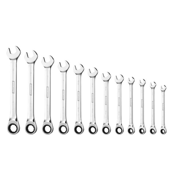 12 PCS Cr-V Ratchet Spanner Set Mirror Polish 72 Tooth Ratchet Wrench Tool