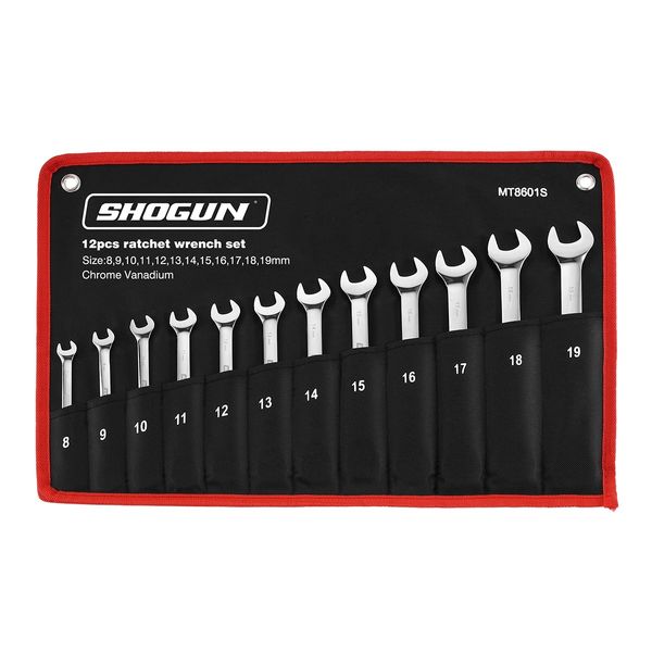 12 PCS Cr-V Ratchet Spanner Set Mirror Polish 72 Tooth Ratchet Wrench Tool