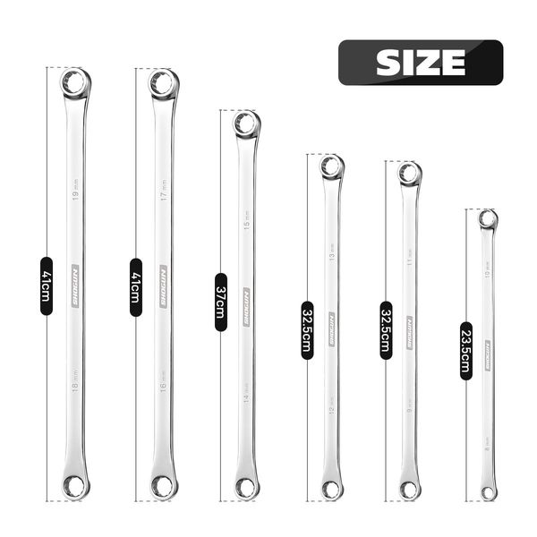 6 PCS Extra Long Cr-V  Spanner Set Wrench Tool