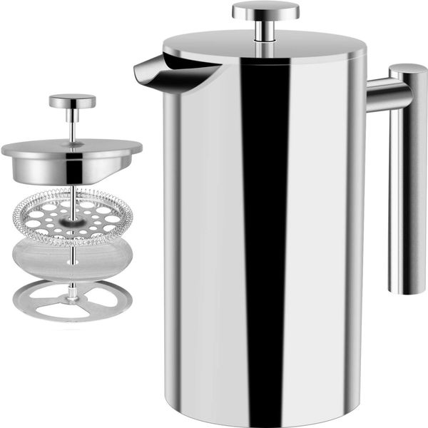 French Press 304 Stainless Steel Plunger Coffee Tea Maker 350ML