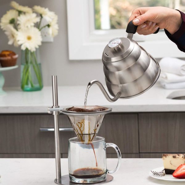 Freestanding Drip Coffee Stand with Reusable Stainless Steel Cone Filter