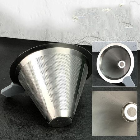 Freestanding Drip Coffee Stand with Reusable Stainless Steel Cone Filter