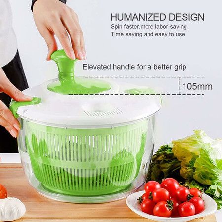 Salad Spinner Dryer,  Cooking Grips Salad Spinner - 5L Large Capacity, Easy Spin for Tastier Salads & Dishwasher Safe