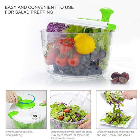 Salad Spinner Dryer,  Cooking Grips Salad Spinner - 5L Large Capacity, Easy Spin for Tastier Salads & Dishwasher Safe