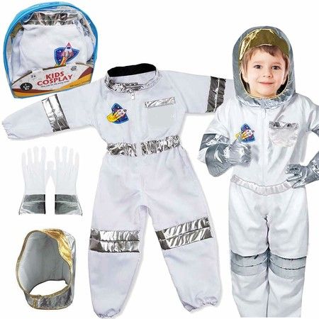 Children's Astronauts Costume Space Pretend Dress up Role Play 3-6years old