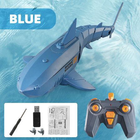 Remote Control Shark Toy with LED Light, Rechargeable Electric Toy RC Shark with 2 Battery Pool Toys for Kids,1:18 Scale 2.4G High Simulation Toy Shark for Swimming Bathroom Shark Pool Toys