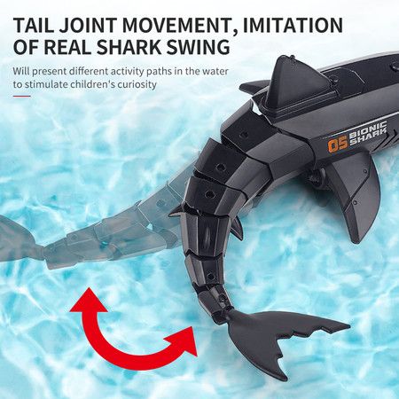 Remote Control Shark Toy with LED Light, Rechargeable Electric Toy RC Shark with 2 Battery Pool Toys for Kids,1:18 Scale 2.4G High Simulation Toy Shark for Swimming Bathroom Shark Pool Toys