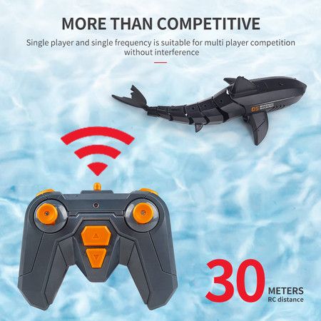 Remote Control Shark Toy with LED Light, Rechargeable Electric Toy RC Shark with 2 Battery Pool Toys for Kids,1:18 Scale 2.4G High Simulation Toy Shark for Swimming Bathroom Shark Pool Toys