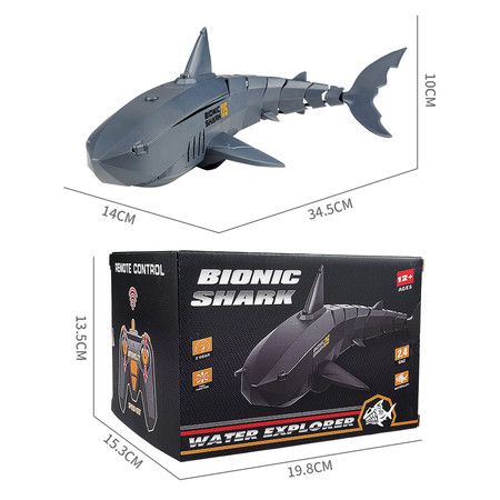 Remote Control Shark Toy with LED Light, Rechargeable Electric Toy RC Shark with 2 Battery Pool Toys for Kids,1:18 Scale 2.4G High Simulation Toy Shark for Swimming Bathroom Shark Pool Toys