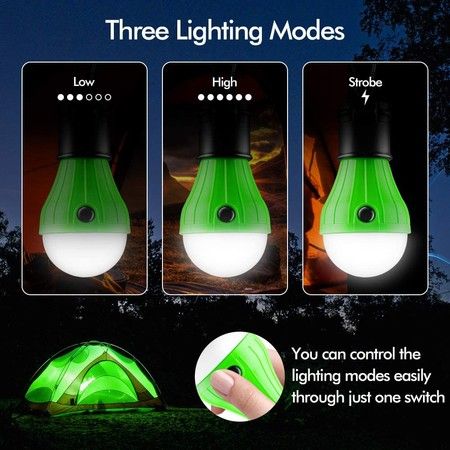 Tent Lamp Portable LED Tent Light 4 Packs Clip Hook Hurricane Emergency Lights LED Camping Light Bulb Camping Tent Lantern Bulb Camping Equipment