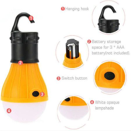 Tent Lamp Portable LED Tent Light 4 Packs Clip Hook Hurricane Emergency Lights LED Camping Light Bulb Camping Tent Lantern Bulb Camping Equipment