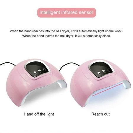 UV LED Nail Lamp 54W, Professional Nail Dryer Gel Polish Light, Nail Polish Curing Gel LED Dryer, Professional Nail Art Tools with Automatic Sensor