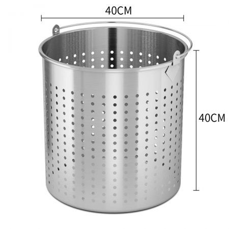 2X 50L 18/10 Stainless Steel Perforated Stockpot Basket Pasta Strainer with Handle