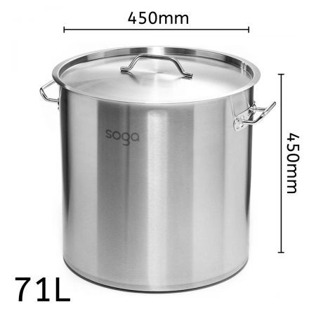 Stock Pot 71L Top Grade Thick Stainless Steel Stockpot 18/10