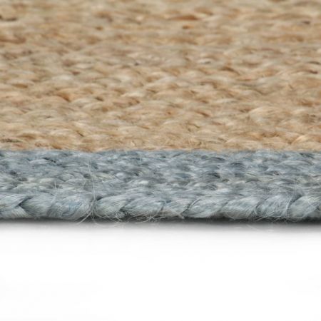 Handmade Rug Jute with Olive Green Border 120 cm