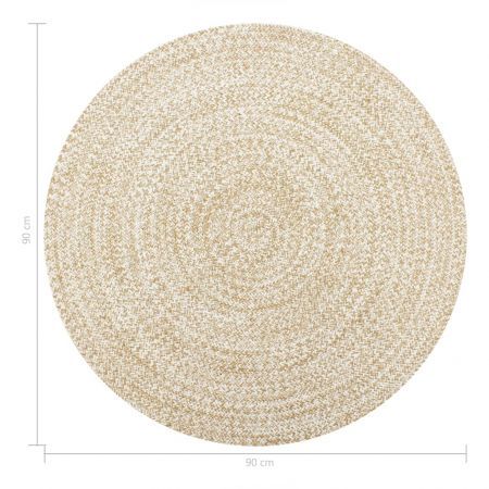 Handmade Rug Jute White and Natural 90 cm