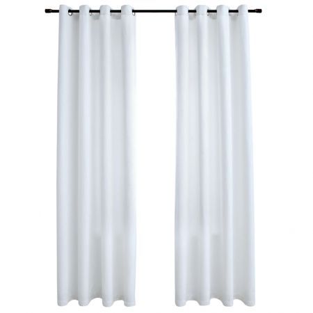 Blackout Curtains with Metal Rings 2 pcs Off White 140x245 cm