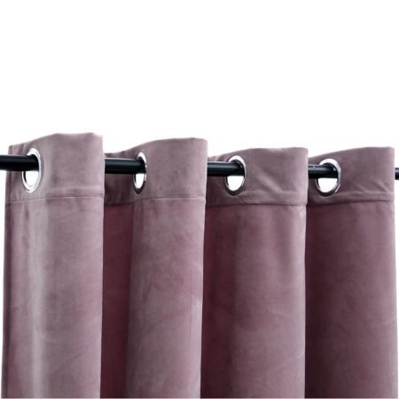 Blackout Curtain with Metal Rings Velvet Antique Pink 290x245 cm