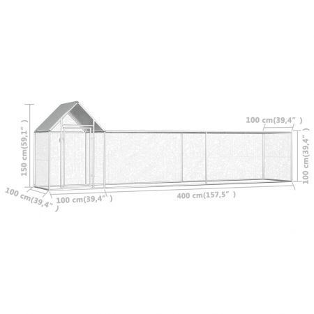 Chicken Coop 5x1x1.5 m Galvanised Steel