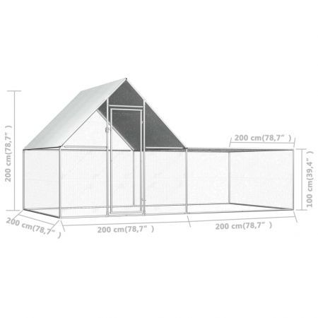 Chicken Coop 4x2x2 m Galvanised Steel