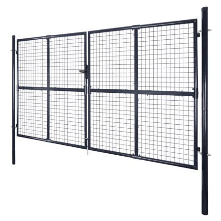 Mesh Garden Gate Galvanised Steel 289x150 cm Grey