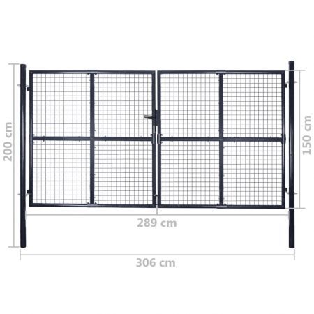 Mesh Garden Gate Galvanised Steel 289x150 cm Grey